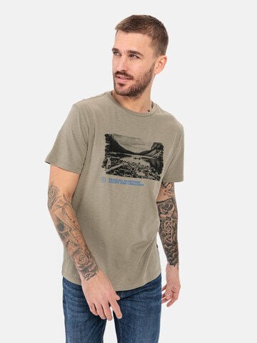 CAMEL ACTIVE T-Shirt mit Print aus nachhaltiger Baumwolle in Grün