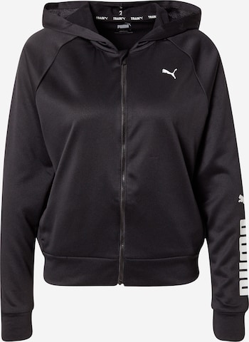 PUMA Athletic Zip-Up Hoodie in Black: front