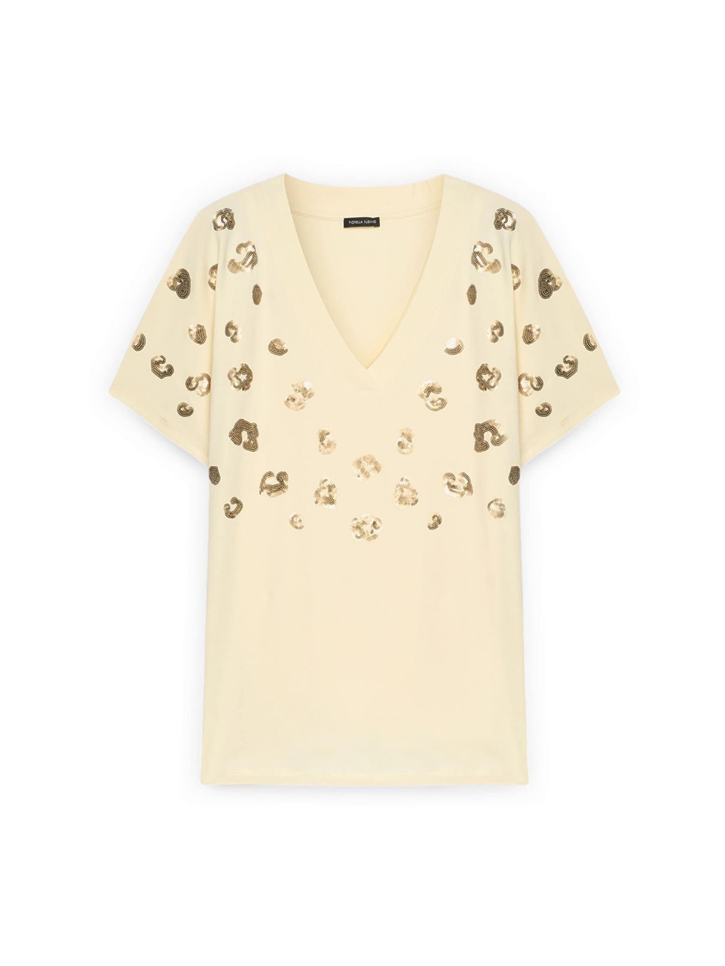 T-shirt Fiorella Rubino en beige : devant