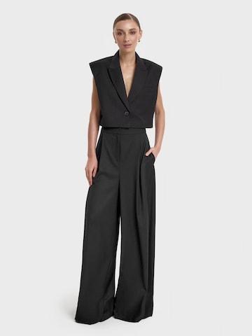 OPRA Flared Trousers 'Opra Spodnie Damskie Baha Black Very High Waist Pants' in Black