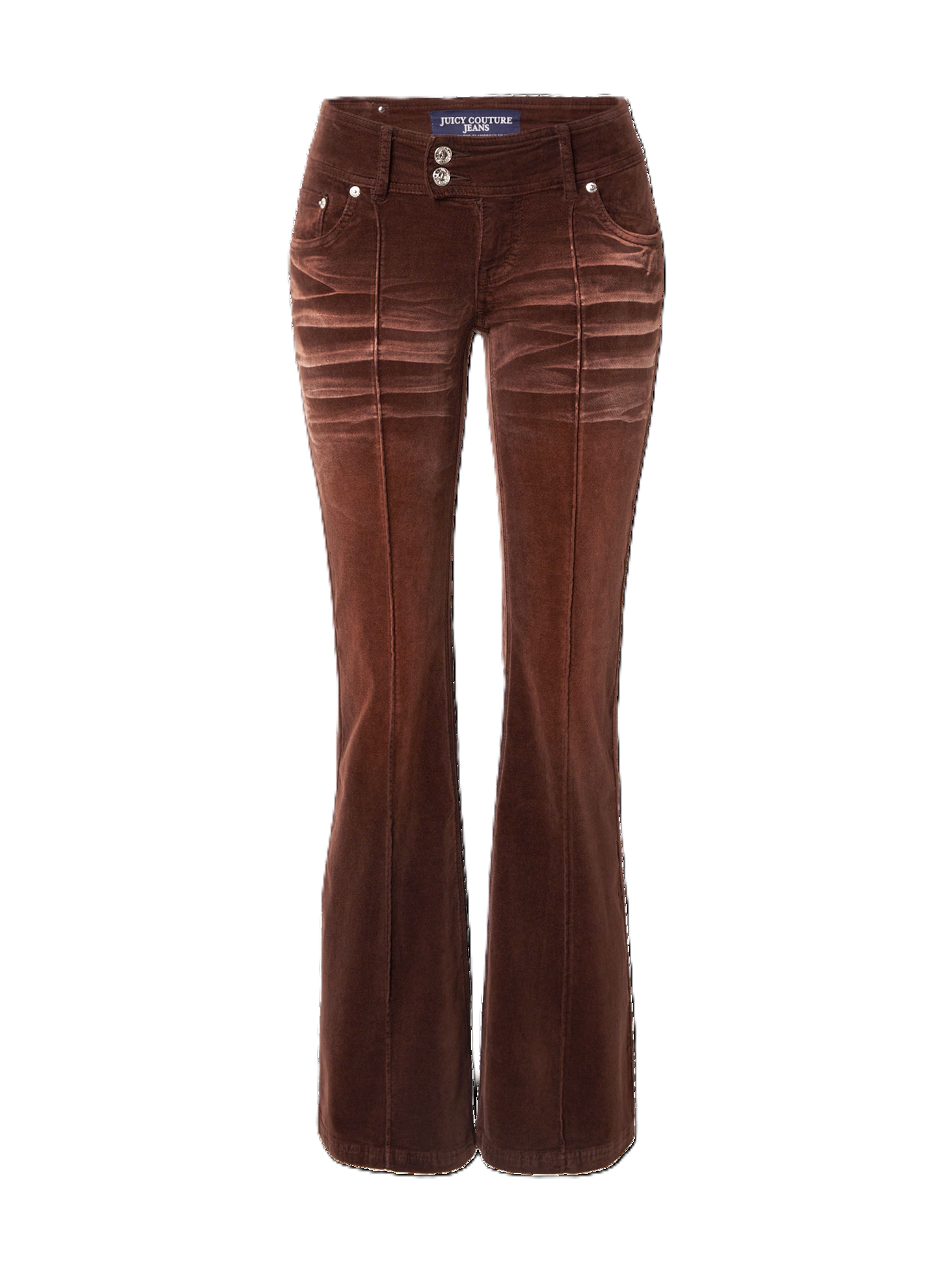 Juicy Couture Kavbojke 'CREST VELOUR DENIM LOW RISE FLARE' v velikosti 25  | rjava barva, Prikaz izdelka