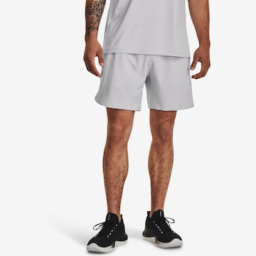 UNDER ARMOUR Regular Workout Pants 'Peak Woven' in Grey: front