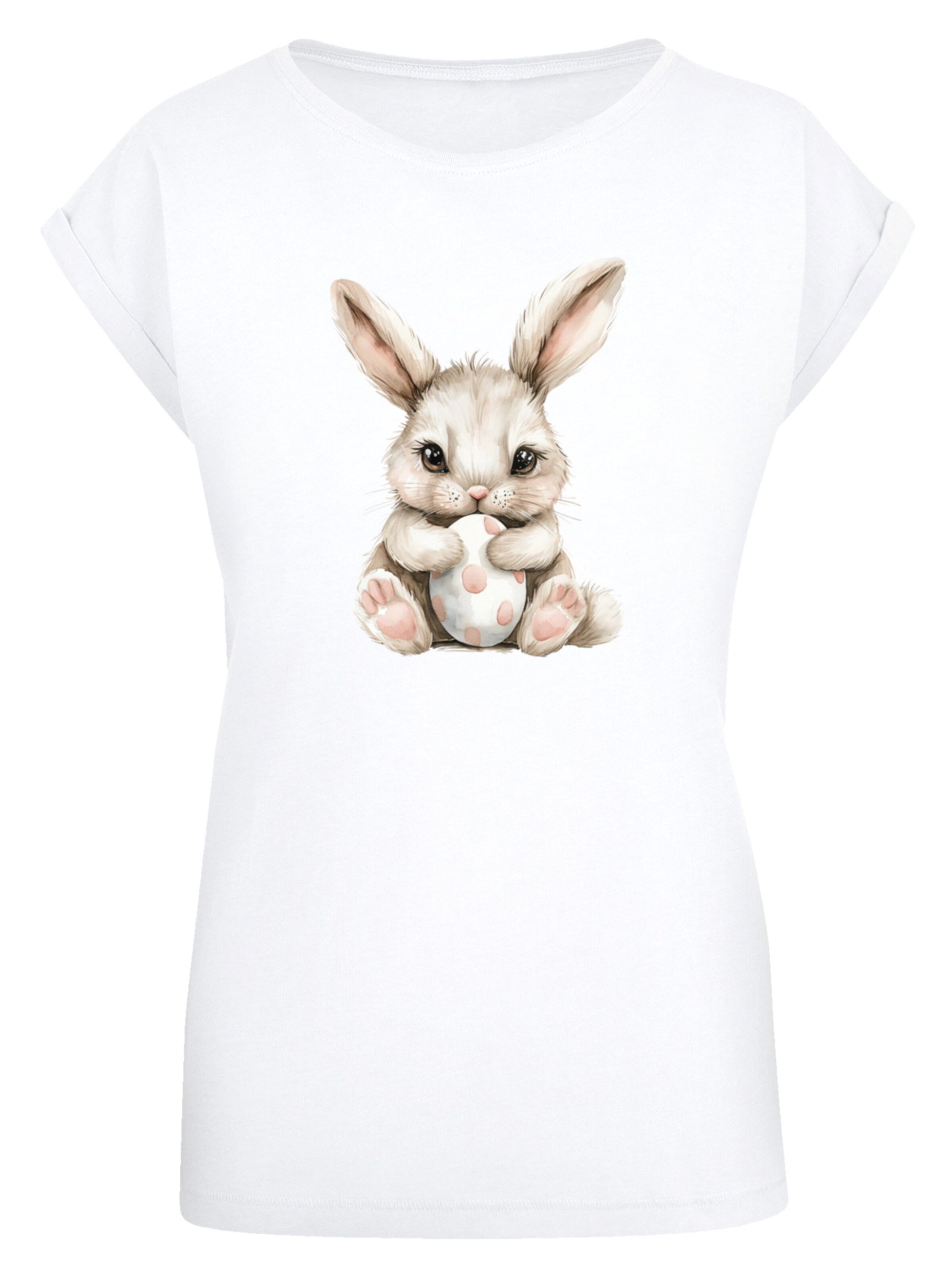 F4NT4STIC Shirt 'Niedlicher Osterhase mit Ei' in White: front