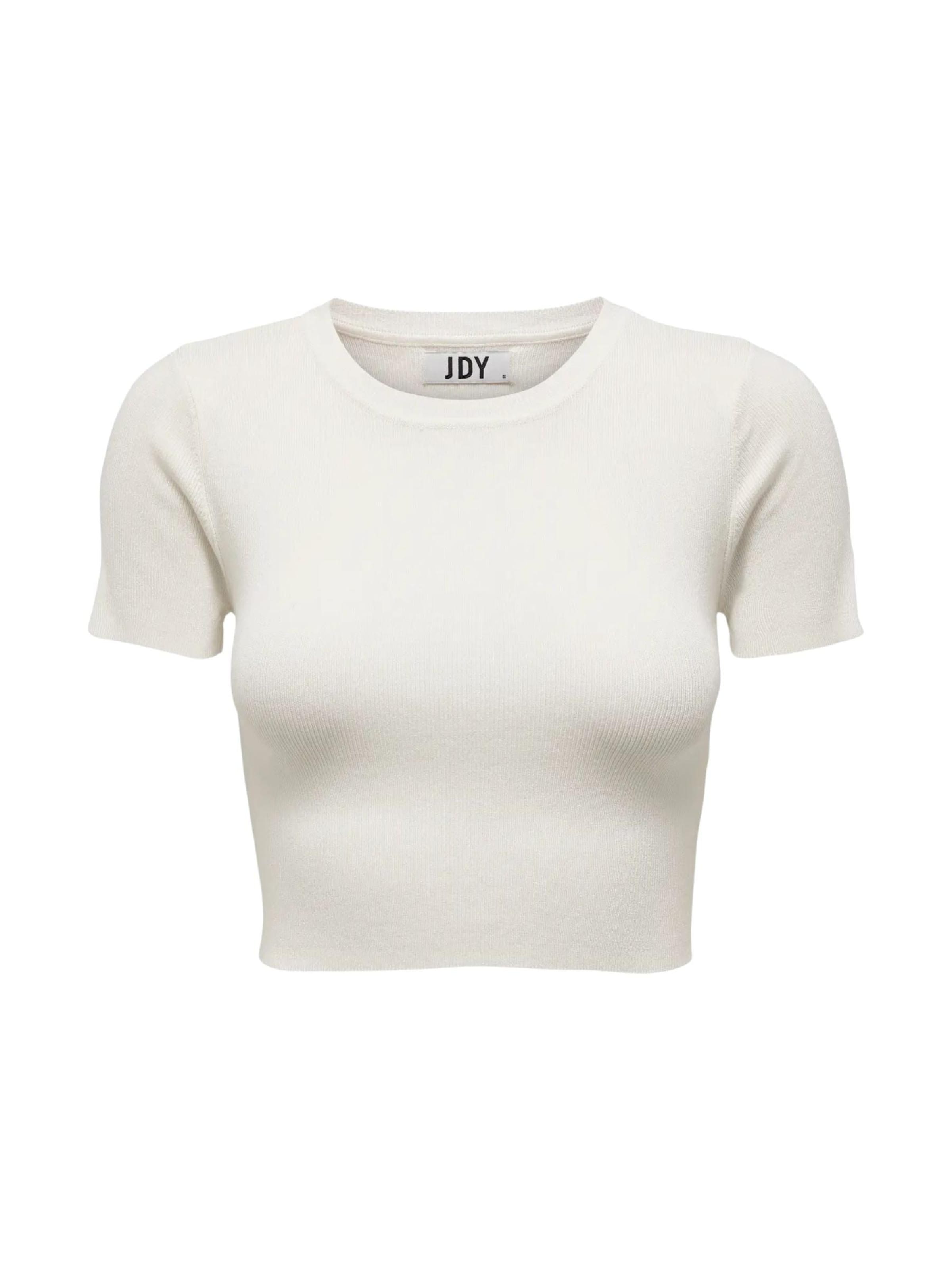 JDY Haut 'JDY JDYCIRKELINE S/S CROP TOP KNT NOOS MAGLIONCINO' en blanc, Vue avec produit
