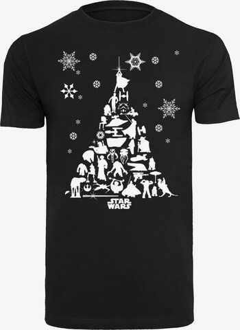 F4NT4STIC Shirt 'Star Wars Christmas Tree' in Zwart: voorkant