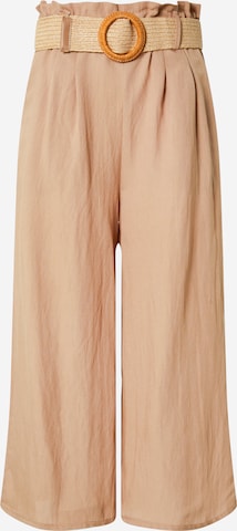 ZABAIONE Wide leg Bandplooibroek 'Mia' in Beige: voorkant