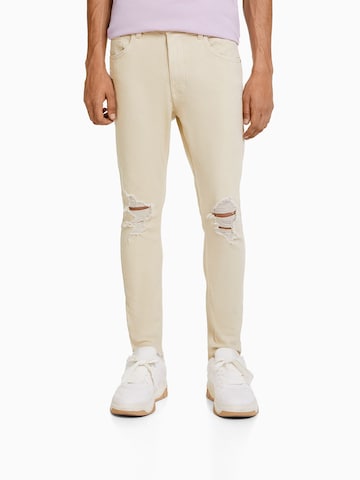 Bershka Regular Jeans in Beige: front