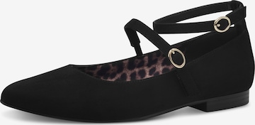 Tamaris Ballerina met riempjes in Zwart: voorkant