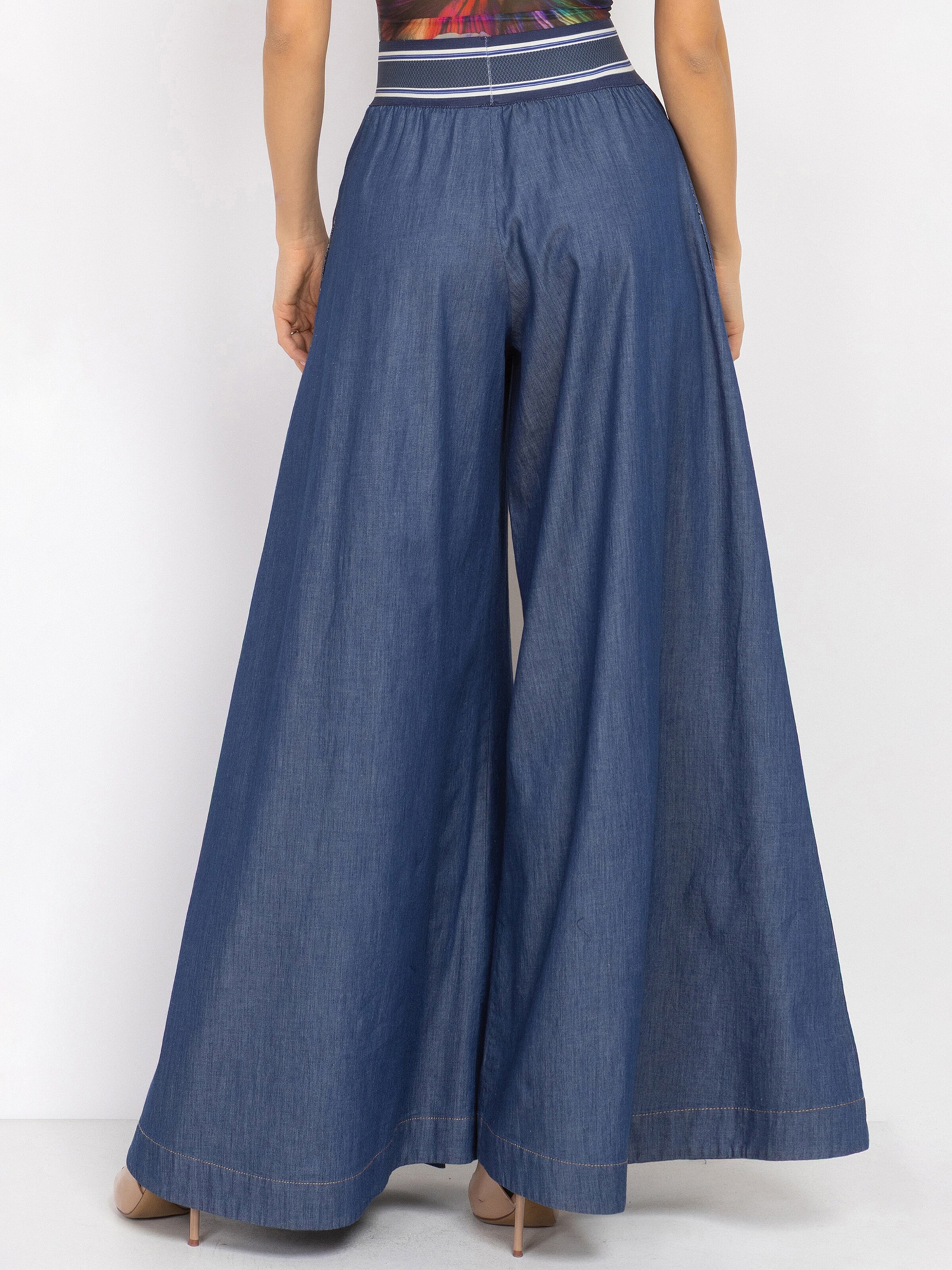 JIORO Wide leg Trousers 'ESSENTIALS' in Blue