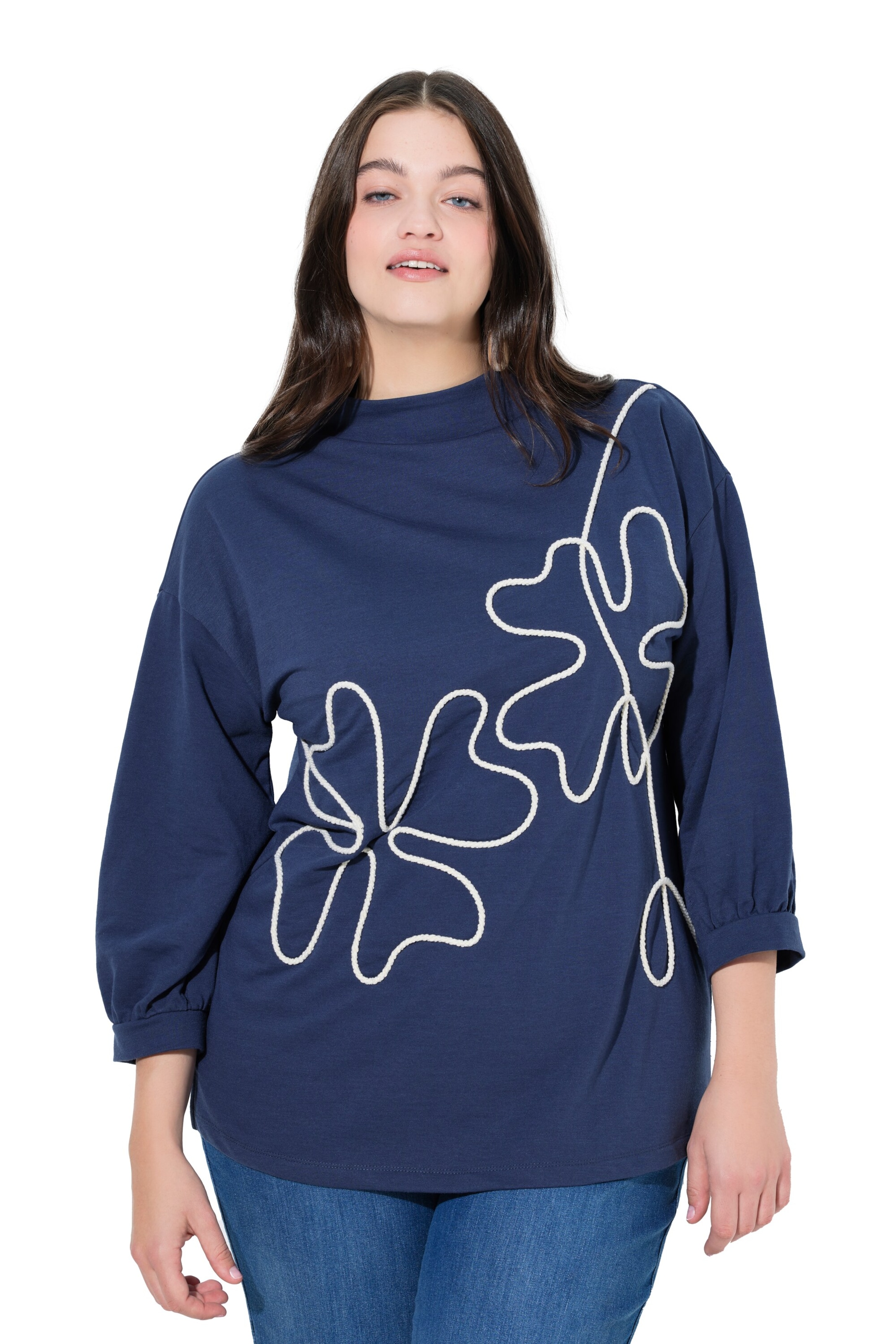 Ulla Popken Sweatshirt in Blauw: voorkant