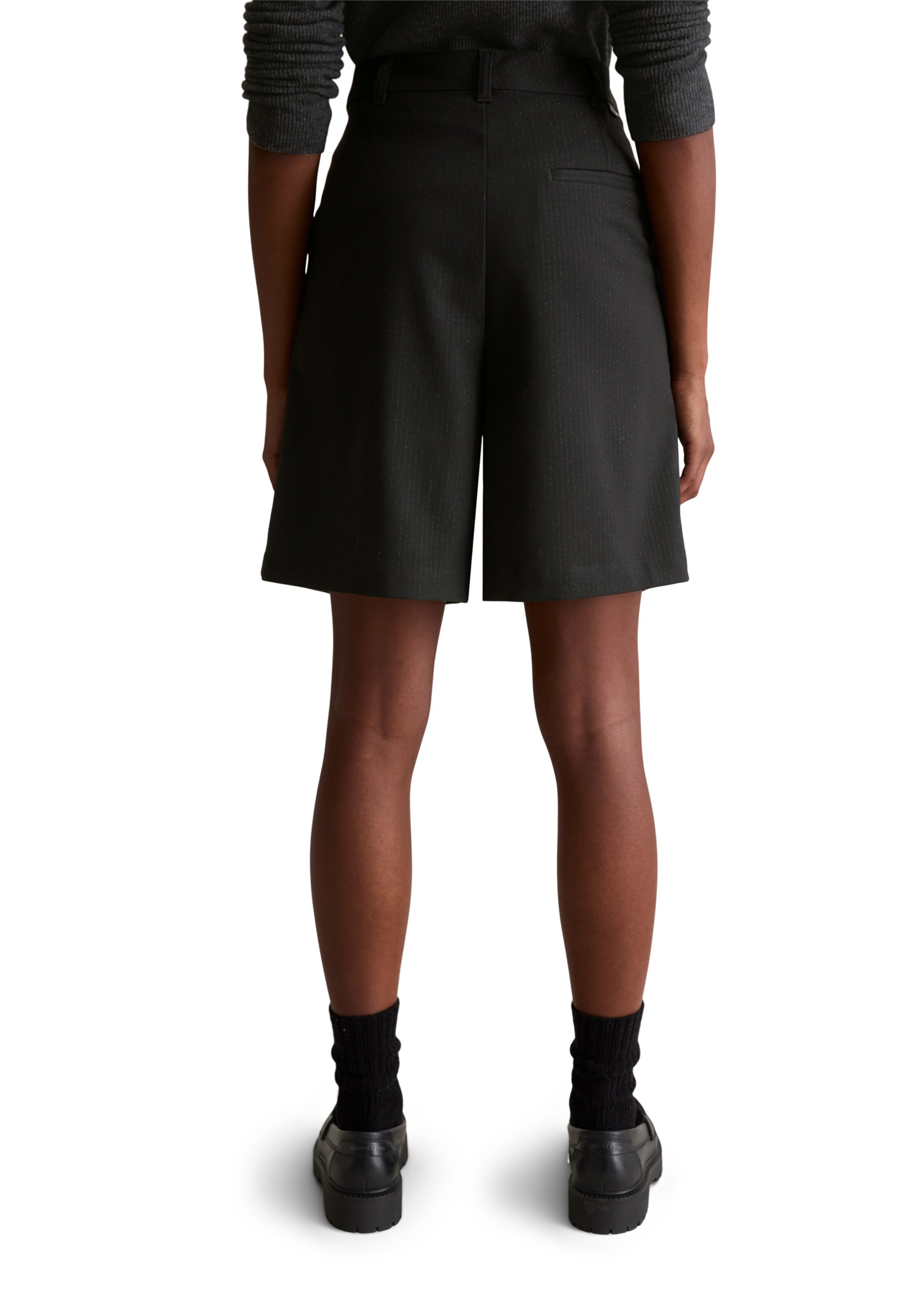 Marc O'Polo DENIM Loosefit Bandplooibroek in Zwart