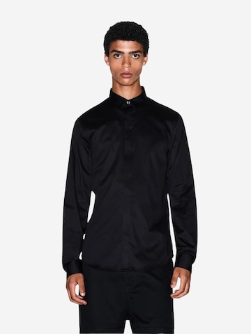 Slim fit Camicia business '8NZCBD ZN10Z' di ARMANI EXCHANGE in nero: frontale