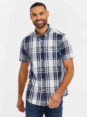 Threadbare - Regular Fit Camisa 'Marcello' em azul: frente