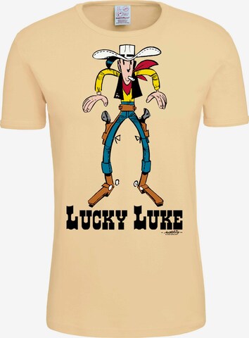 LOGOSHIRT T-Shirt 'Lucky Luke Showdown' in Beige: predná strana