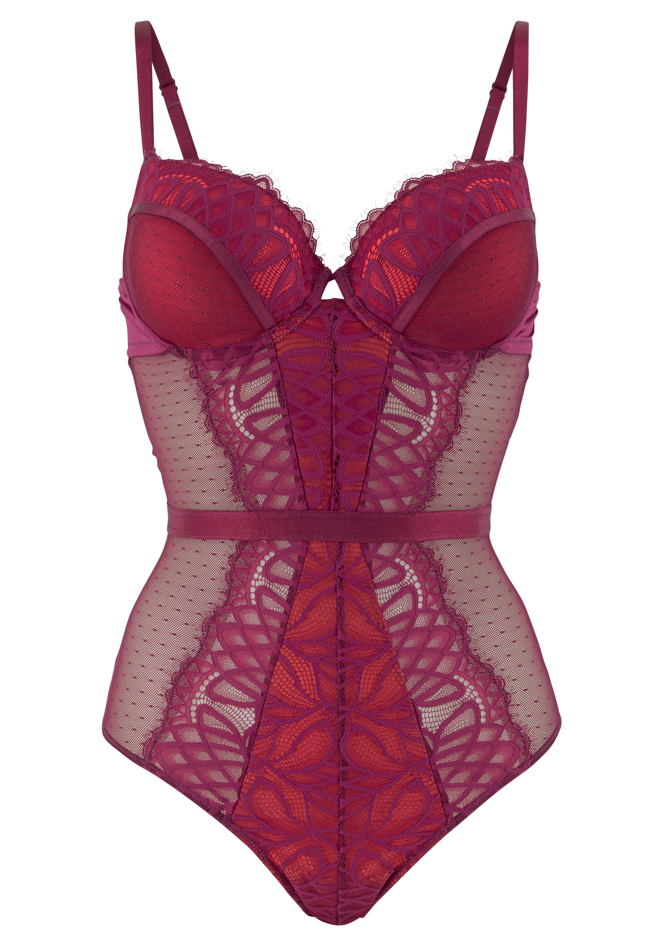 LASCANA Bodi, värv punane: eest vaates