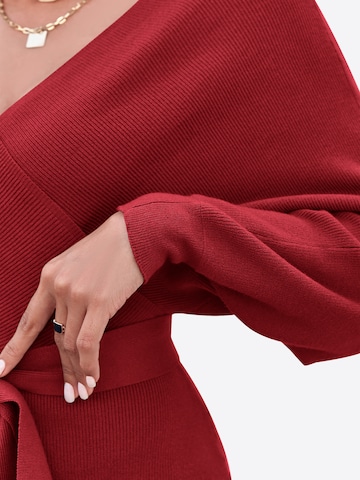 Imily Bela Pletena obleka | rdeča barva