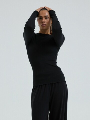 Seamless Basic Top ' Wooly ' in Zwart
