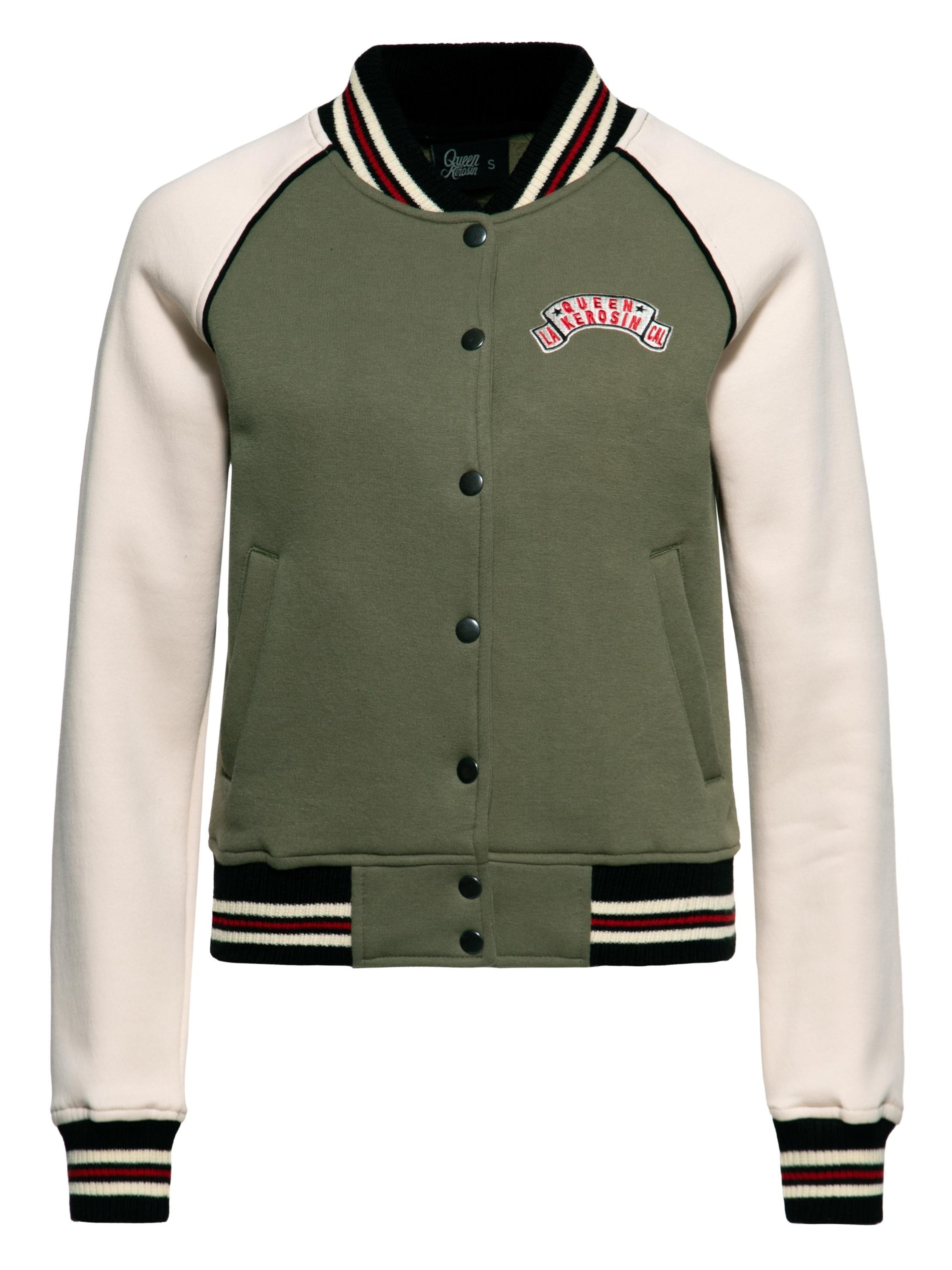 Queen Kerosin Übergangsjacke 'Queen of Liberty' in Grün: Vorderseite