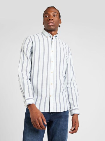 Springfield Regular fit Button Up Shirt 'FIL A FIL' in Blue: front