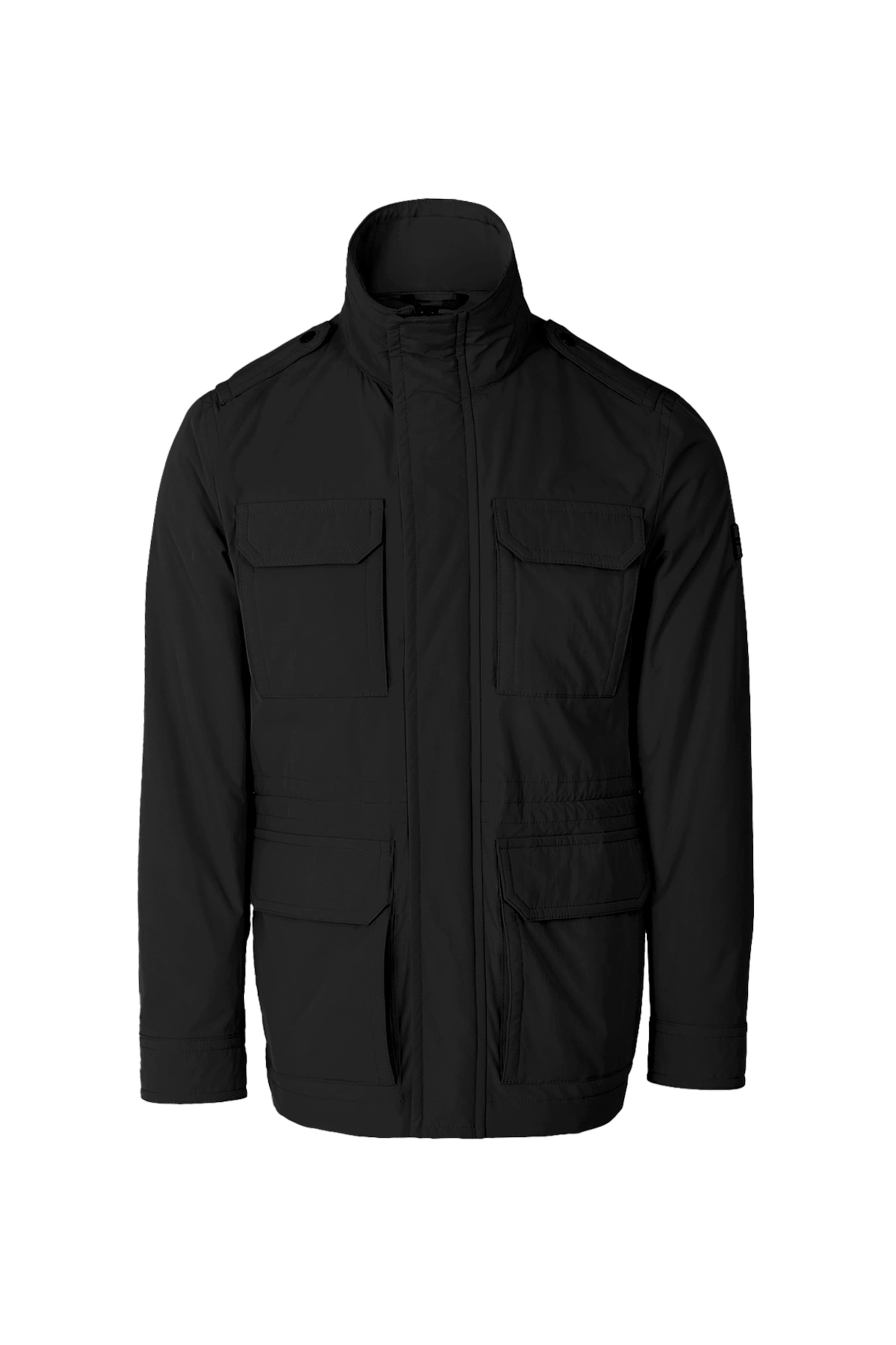 Lufian Jacke FREDDIE, Übergangsjacke mit Stehkragen und Brusttasche in Schwarz: Vorderseite