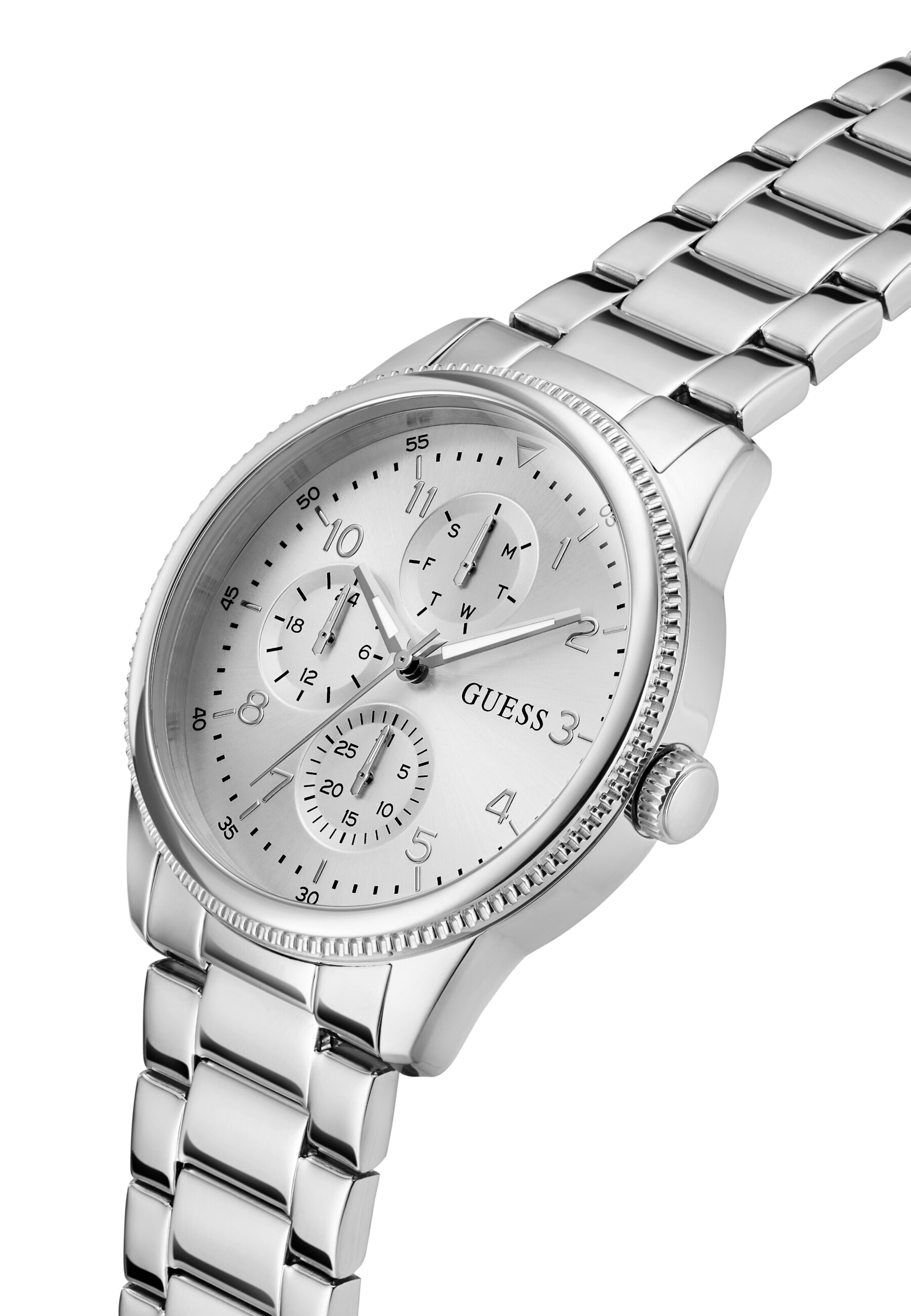 GUESS Analoog horloge 'IAN' in Zilver
