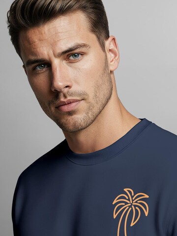 Neverless Sweatshirt 'Palm Lineart Logo' in Blue