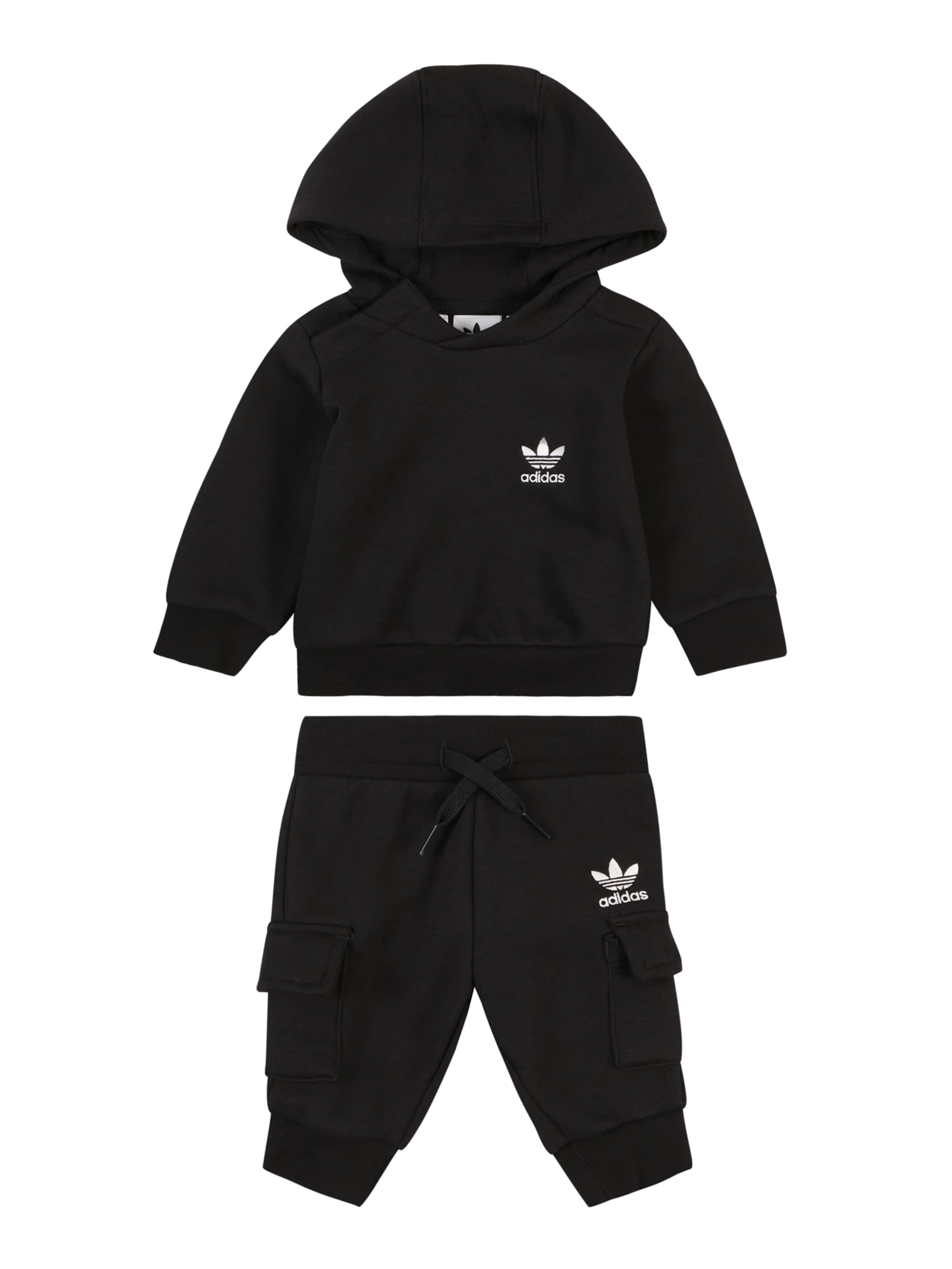 ADIDAS ORIGINALS Φόρμα τρεξίματος 'Hoodie Cargo Set' σε μαύρο: μπροστά