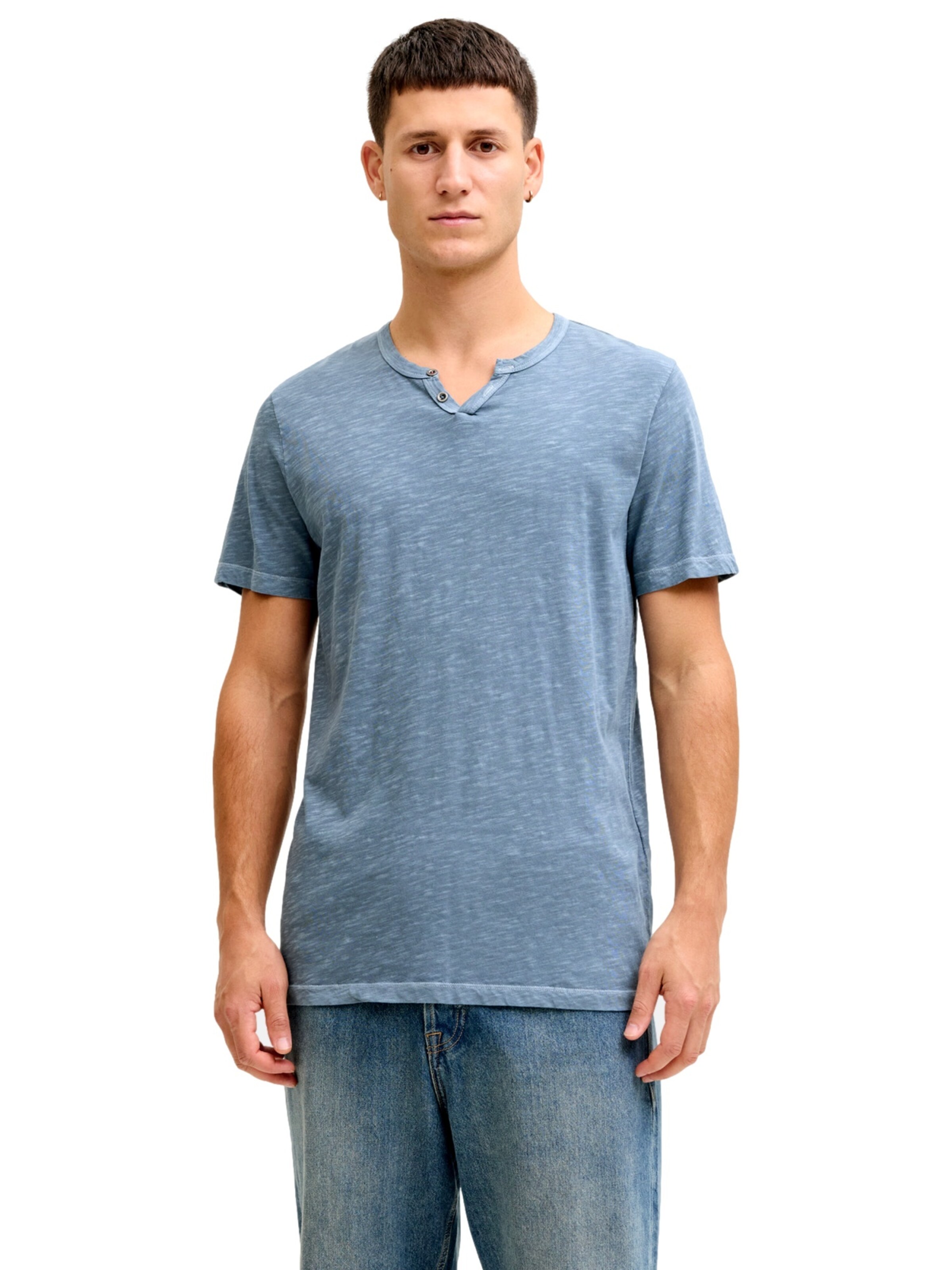Coupe regular T-Shirt 'JJESplit' JACK & JONES en bleu : devant