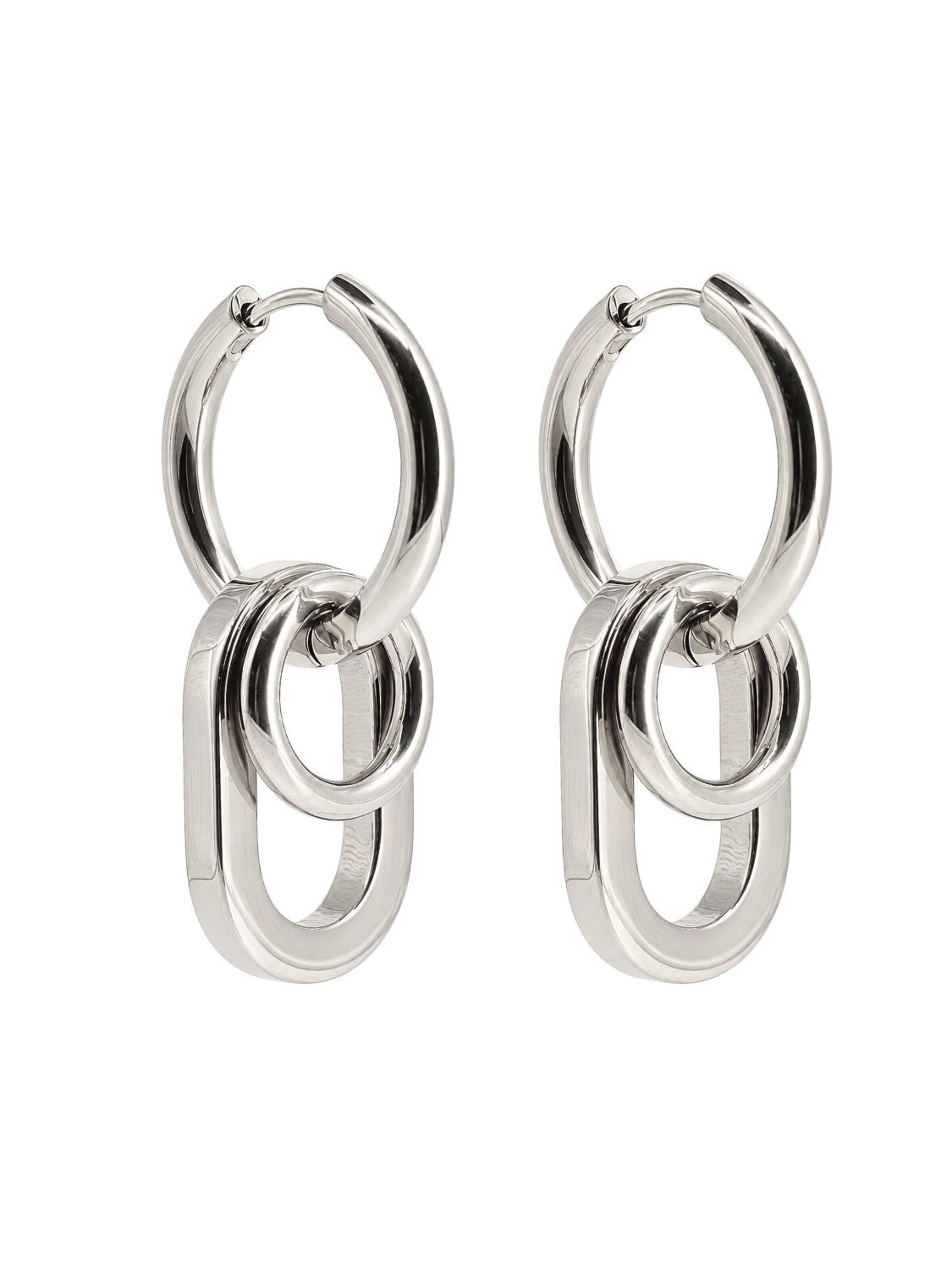Fräulein Wunder - Pendientes 'Triple' en plata: frente