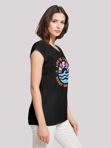 F4NT4STIC Shirt 'Life Is A Beach Enjoy The Waves' in Zwart