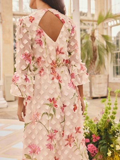 love & roses Robe en ivoire / vert / corail / rose, Vue avec produit