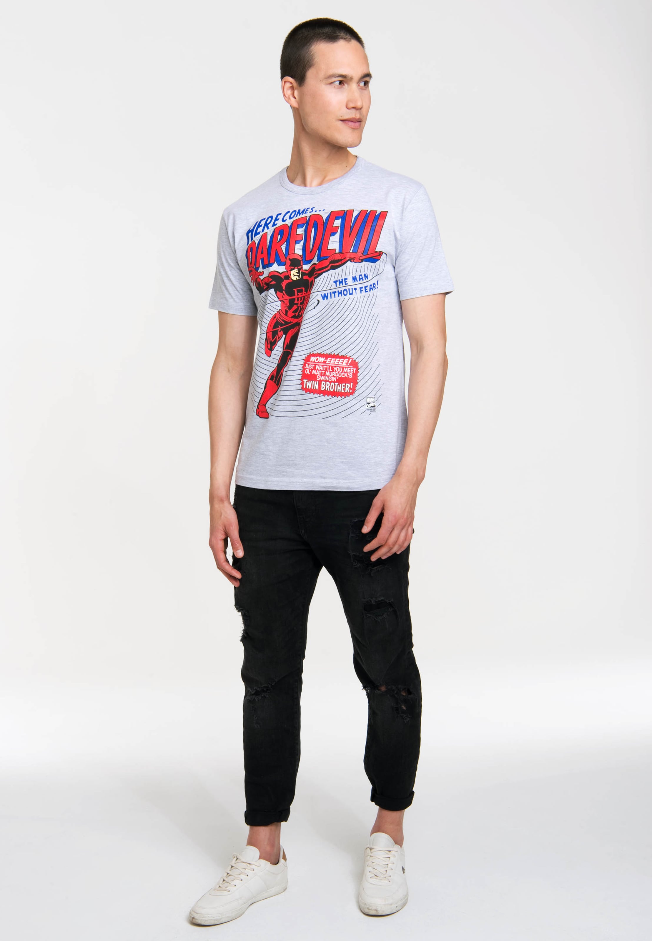 Männer Große Größen LOGOSHIRT T-Shirt 'Daredevil' in Graumeliert - RL05731