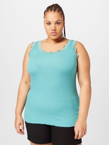 Fransa Curve Top in Blue: front