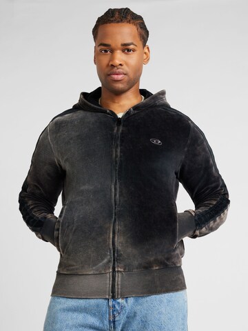 DIESEL Sweat jacket 'OCLOCK' in Black: front