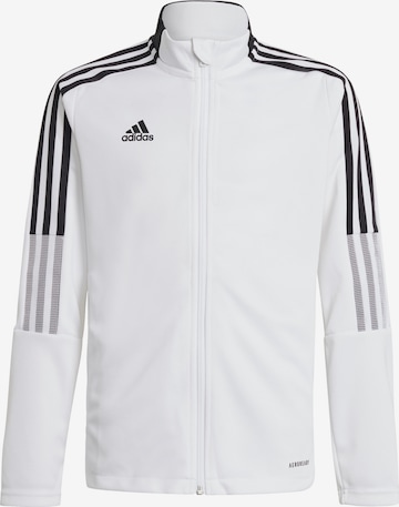 ADIDAS PERFORMANCE Skinny Athletic Jacket in White: front
