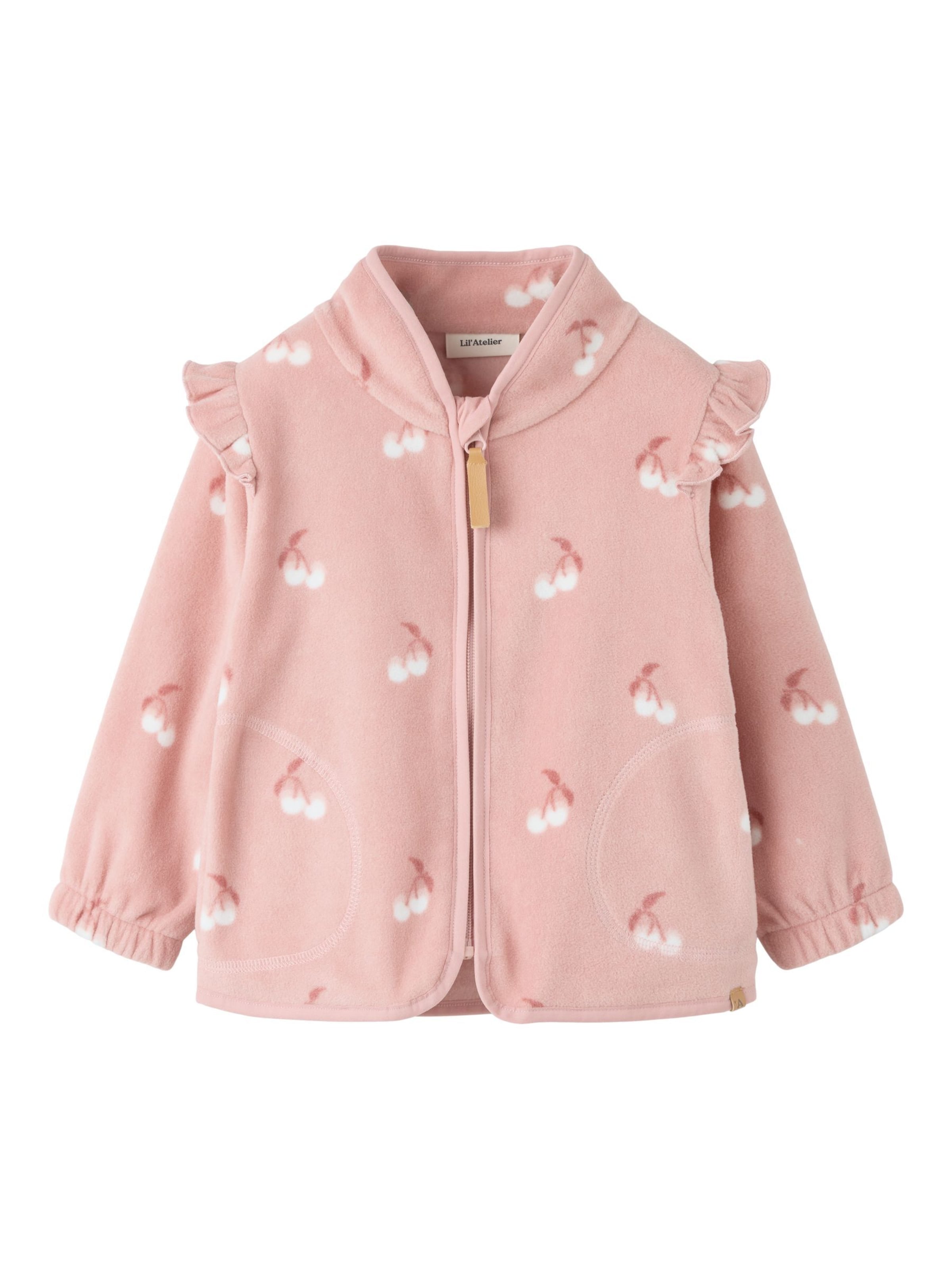 Lil'Atelier Fleece jas in Roze: voorkant