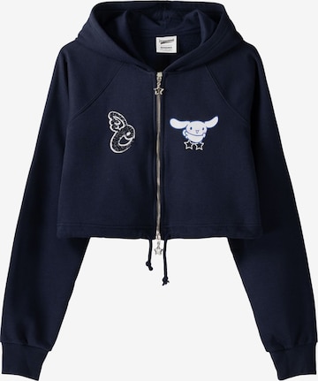 Bershka Sweat jacket in Blue: front