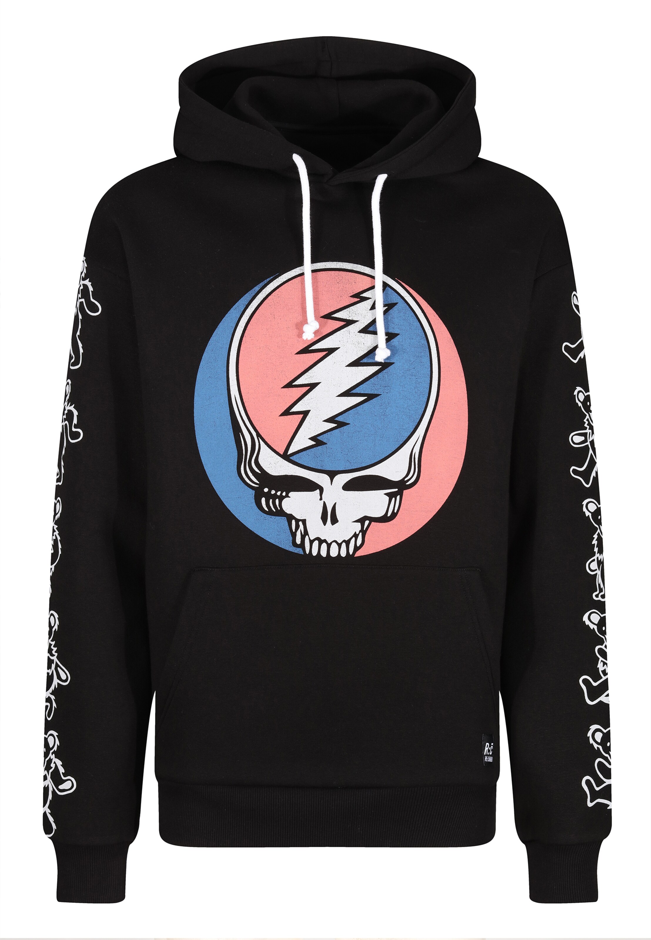 Recovered Sweatshirt 'Grateful Dead Vinatge Effect Skull' in Zwart: voorkant