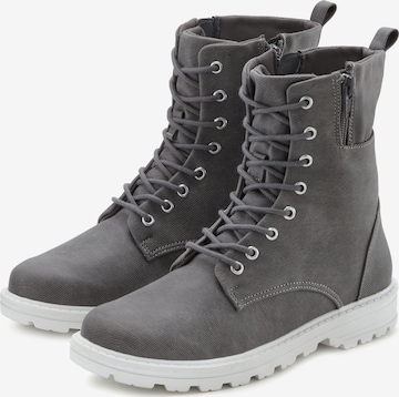LASCANA Lace-Up Ankle Boots in Grey