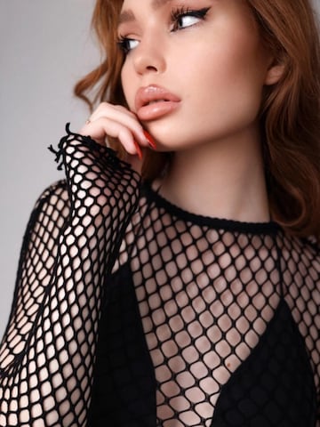 Body a camicia 'Women's Sexy Fishnet Bodysuit – Stretch Mesh, Black, Long Sleeves, Seductive Cut-Out Design, One Size' di OBRO in nero