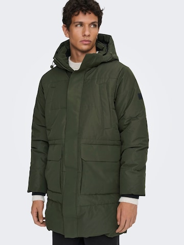 Only & Sons Winter Jacket 'CAM ' in Green