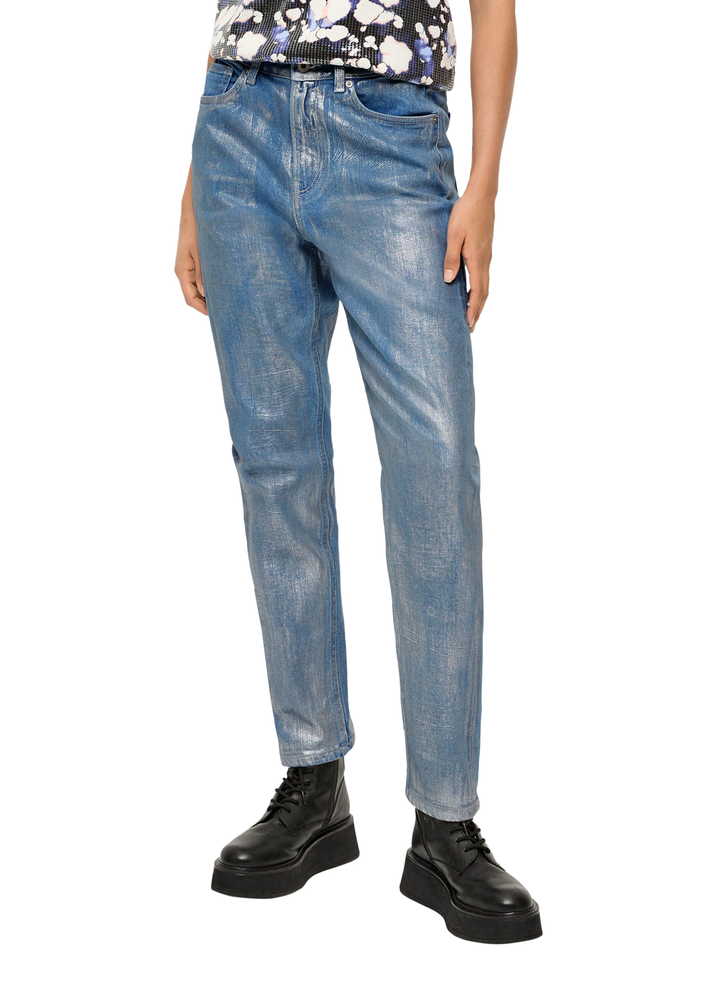 QS Regular Jeans in Blauw: voorkant