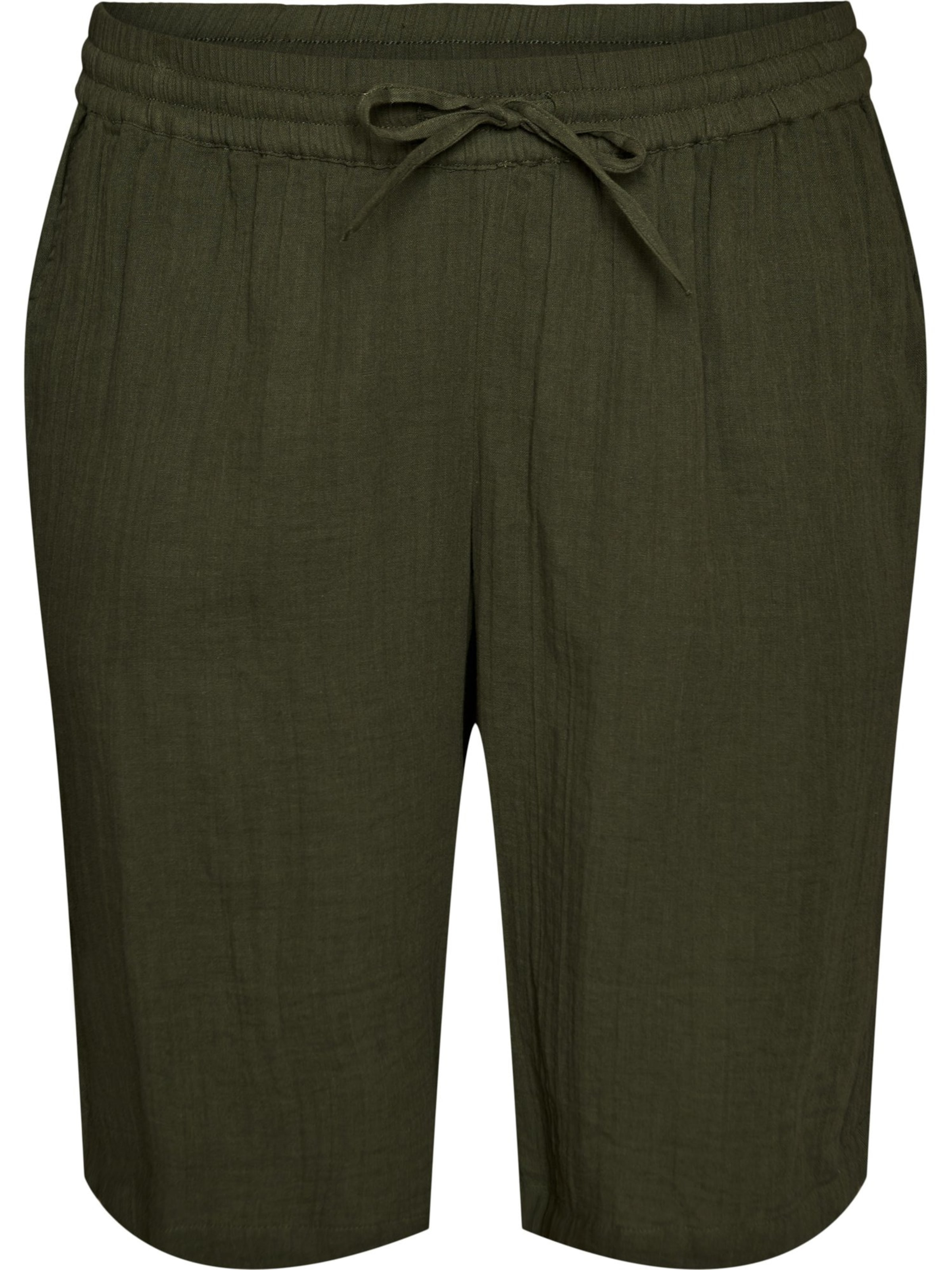 Zizzi Loosefit Shorts 'Ivu' in Grün: Vorderseite