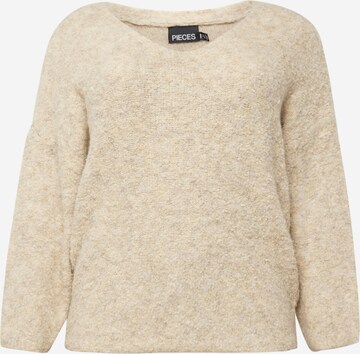 PIECES Curve Sweater 'FIKA' in Beige: front