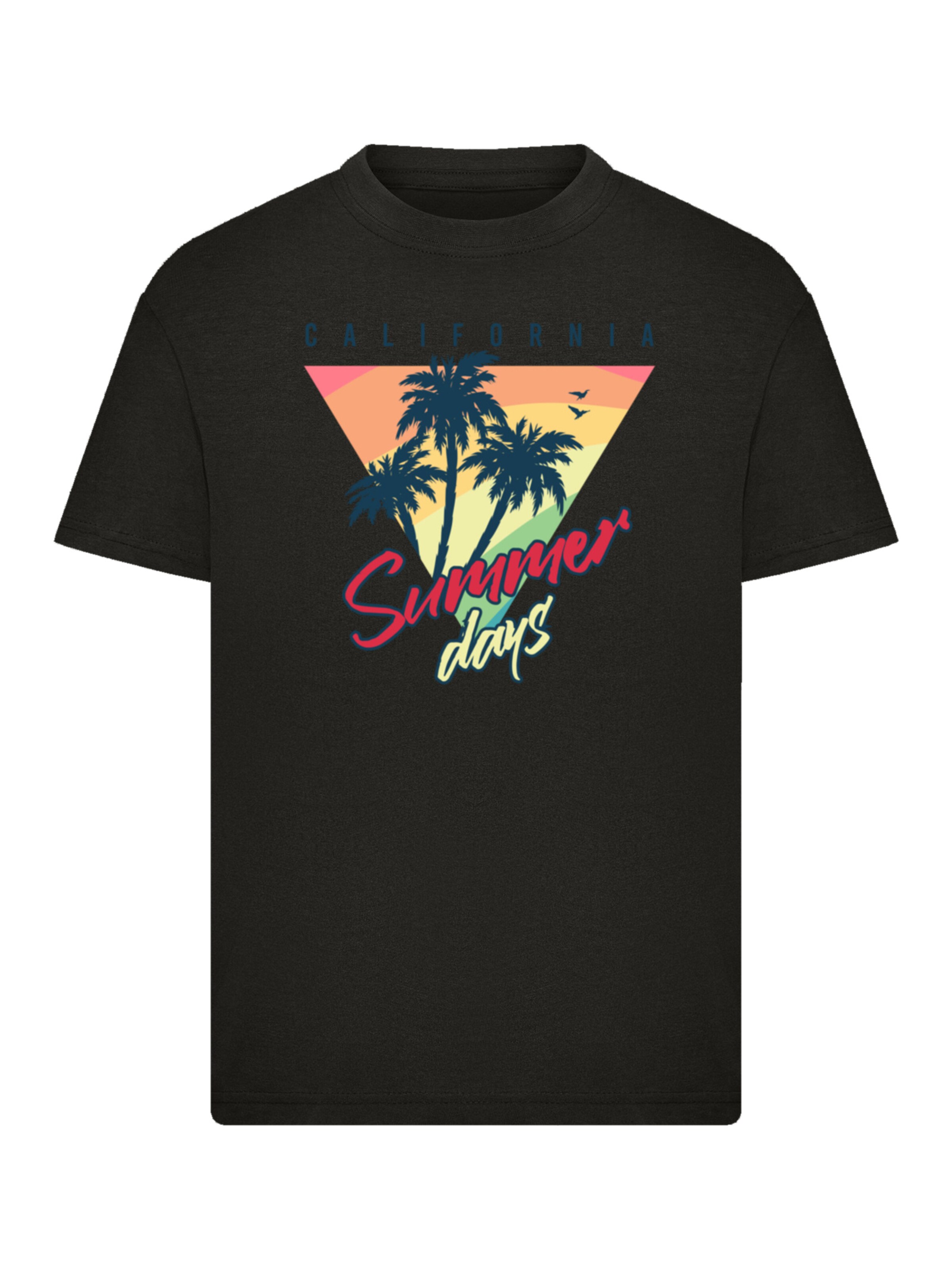 F4NT4STIC T-Shirt 'California Palmen Retro' in Schwarz: Vorderseite