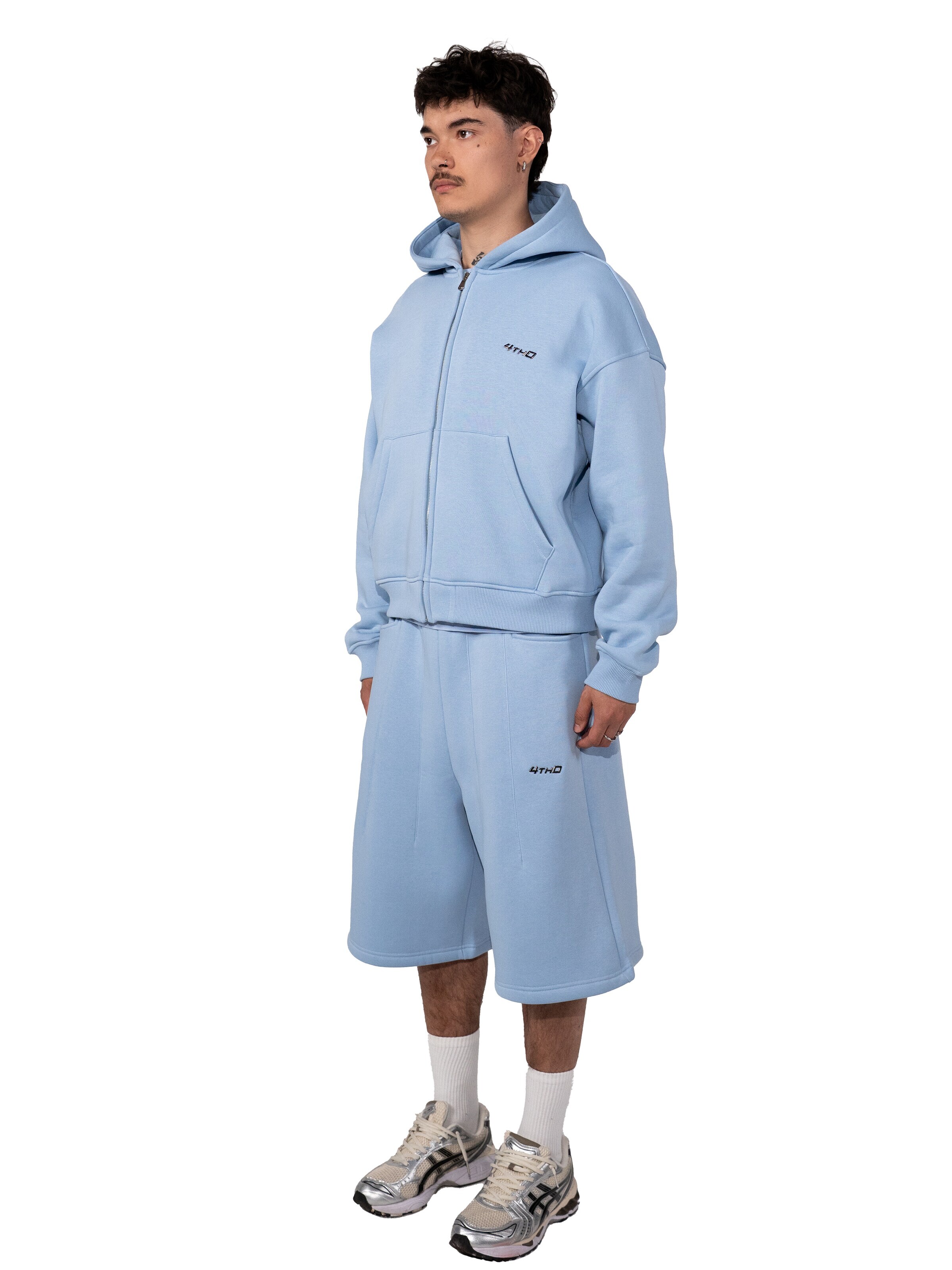 4thD Sweatjakke 'Zip Hoodie - Baby Blue' i blå