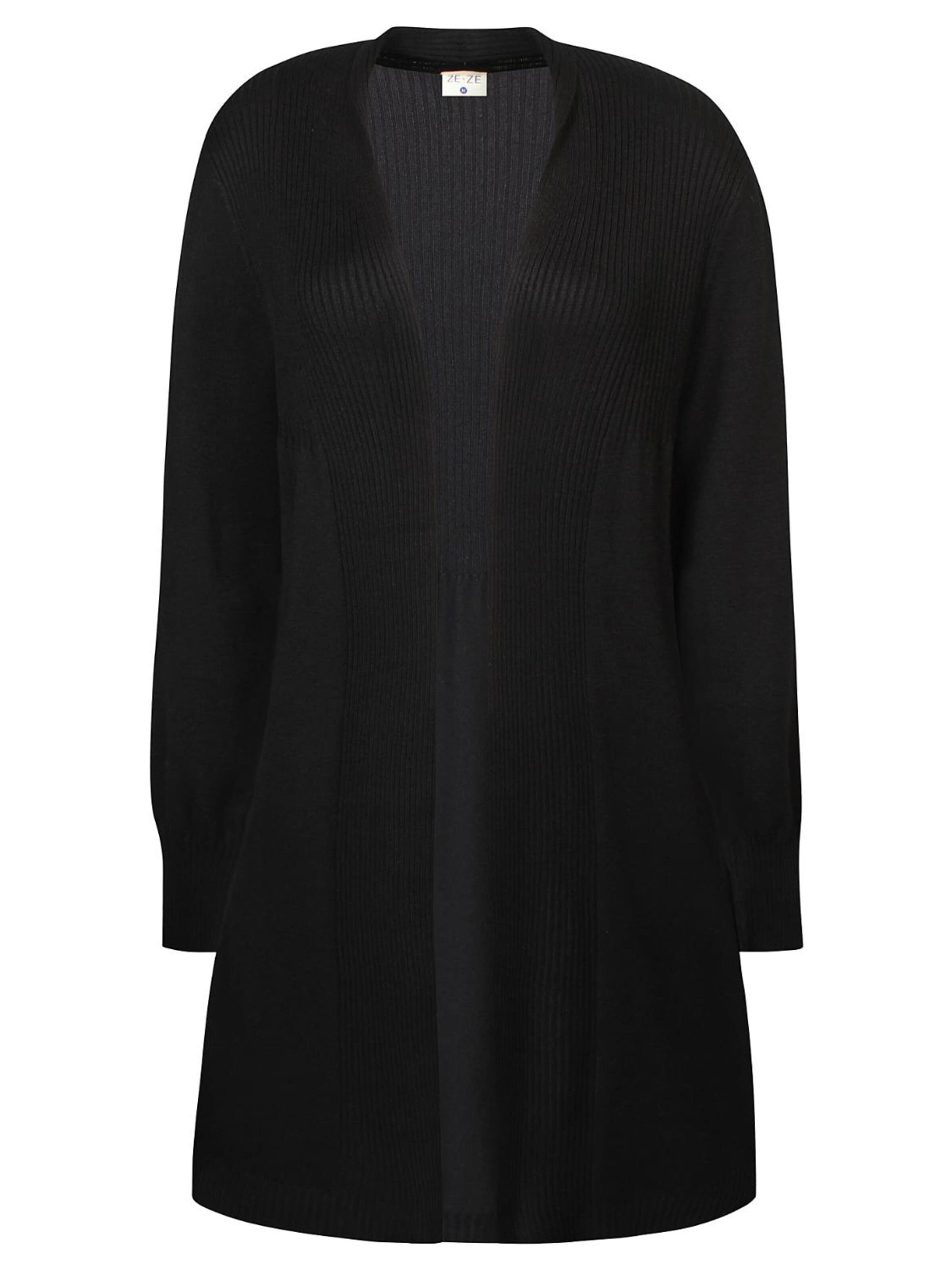 ze-ze Strickjacke 'Florian 305'‌‌‌ in Schwarz: Vorderseite