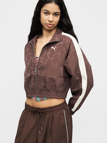 PUMA Αθλητικό μπουφάν 'T7' σε καφέ