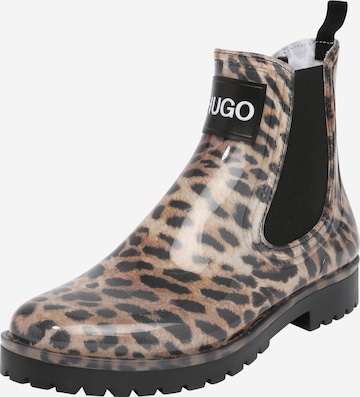HUGO Red Rubber Boots 'Tabita' in Brown: front