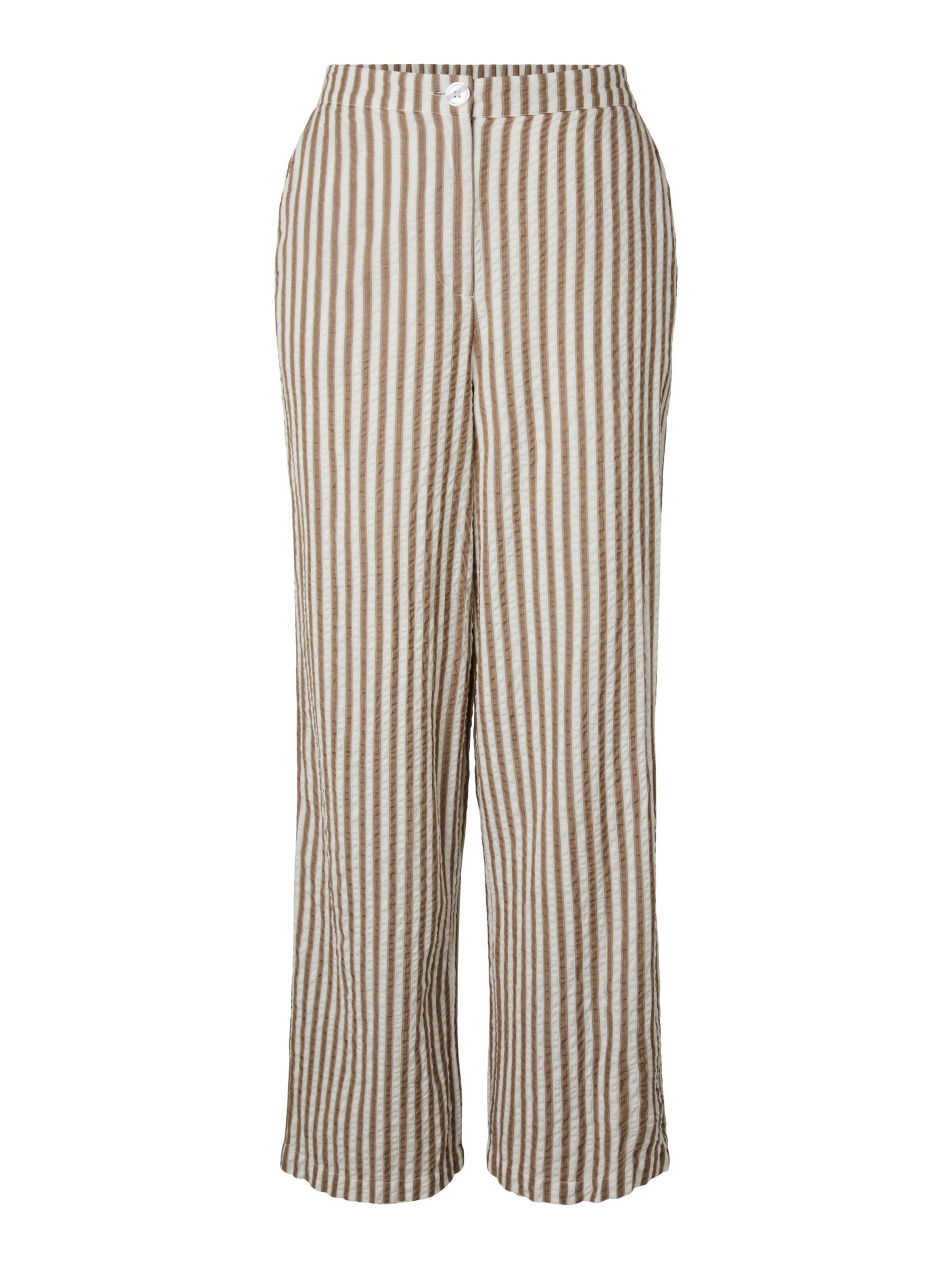 PIECES Trousers 'PCSTINNA' in Brown / White, Item view